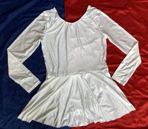 X Lサイズ　ホワイト　iEFiEL製　Aライン　スポーツバレエダンス用レディース光沢　長袖