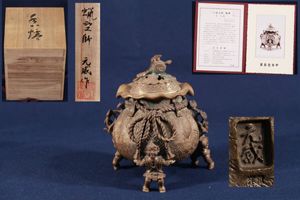 #二上常太郎の作品 二上常太郎 作『茶袋型香炉』 買取価格相場｜骨董品買取 緑和堂