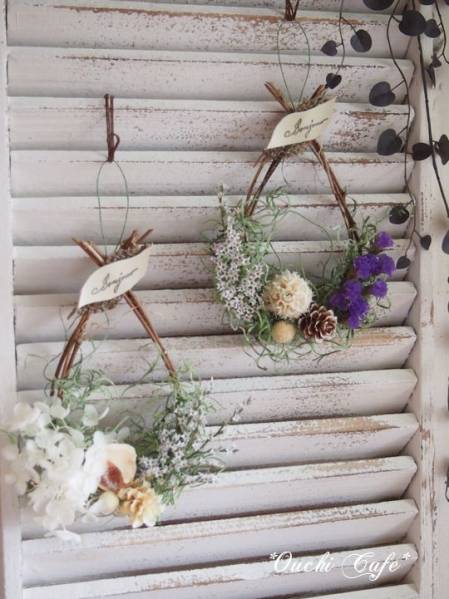 *OC*しずく型ナチュラルリース（スターチス＆木の実など）_3