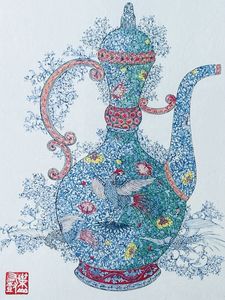 陶芸家　葉山有樹　直筆　肉筆　水彩画　細密絵　細密画　鳳凰　デザイン　図案　額入 葉山有樹の値段と価格推移は？｜56件の売買データから葉山有樹の価値が