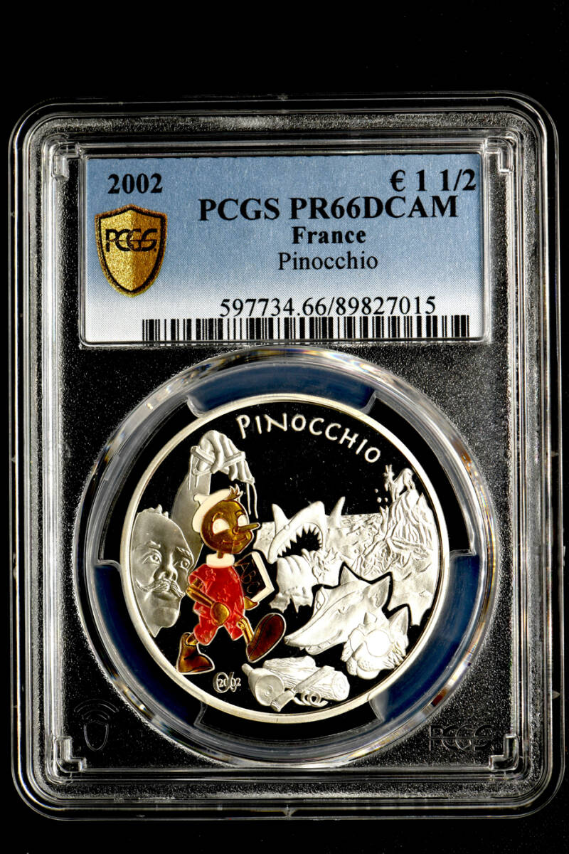 ☆日終【PCGS PR66DCAM 発行9928枚】2002 フランス ピノキオ 1.5ユーロ