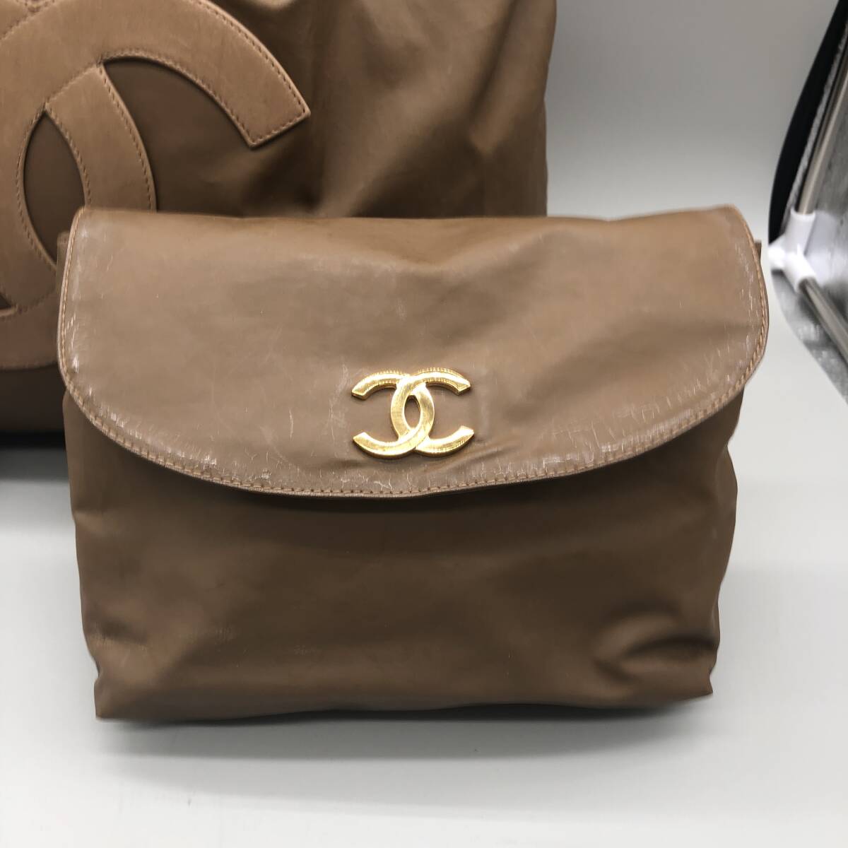 売り切り』シャネル CHANEL トートバッグ ポーチ付き ブラウン