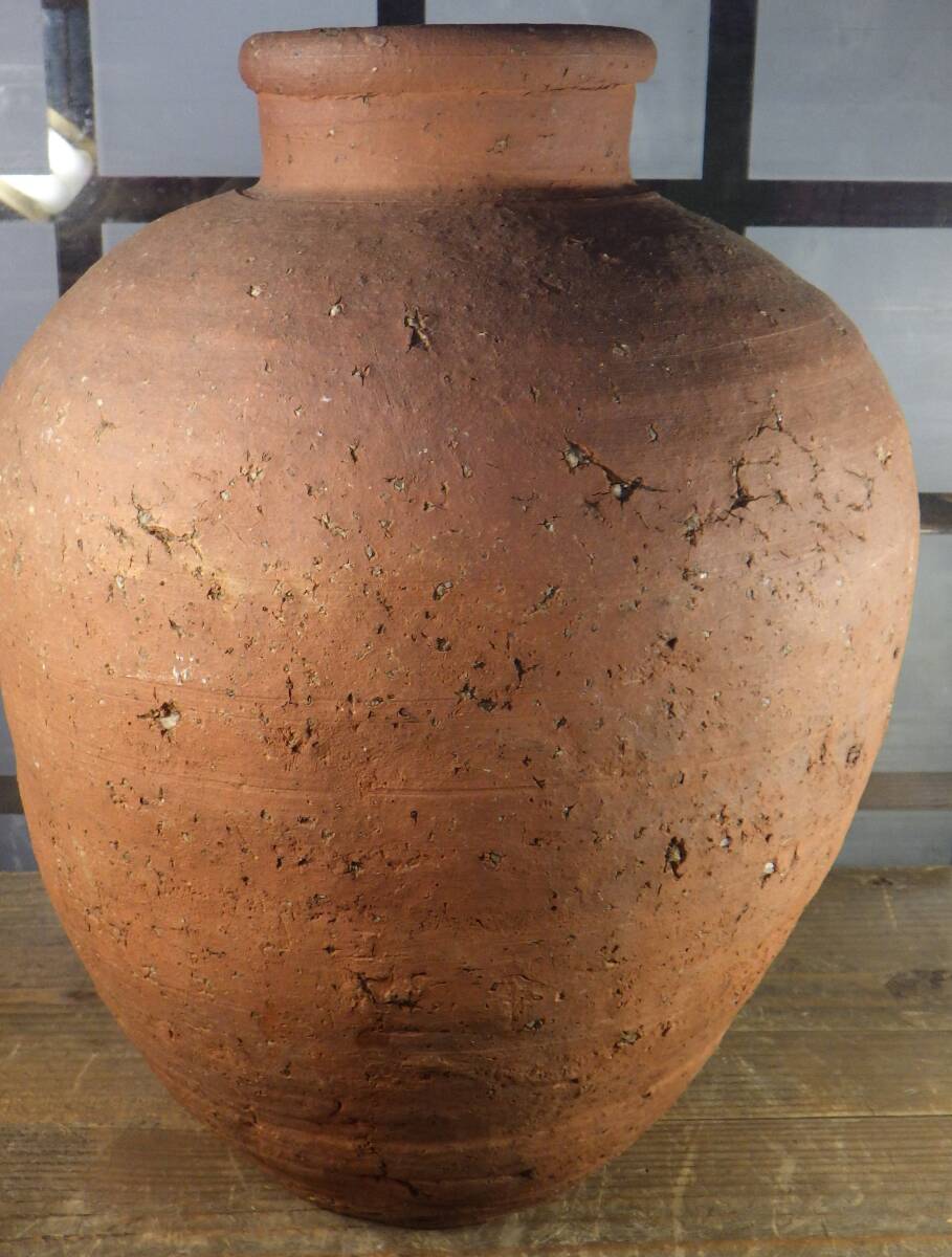 古い 信楽 茶壷 六古窯(K-XA846) 古信楽 信楽焼 大壺 石噛み 六古窯 花器 壺 室町～江戸時代(花器、壷