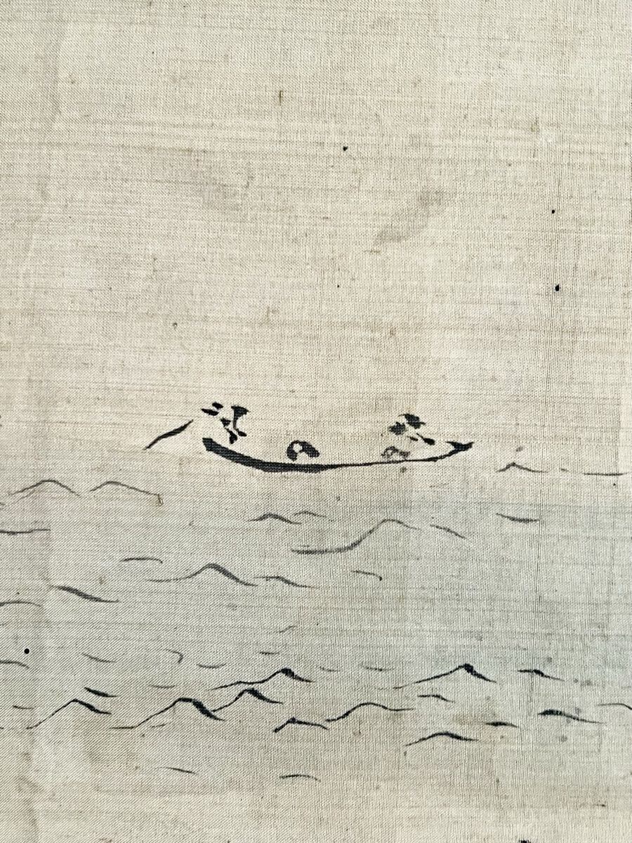 真作】【仙】狩野探幽「富士越龍図」絹本 肉筆 合箱 超大幅 風景画