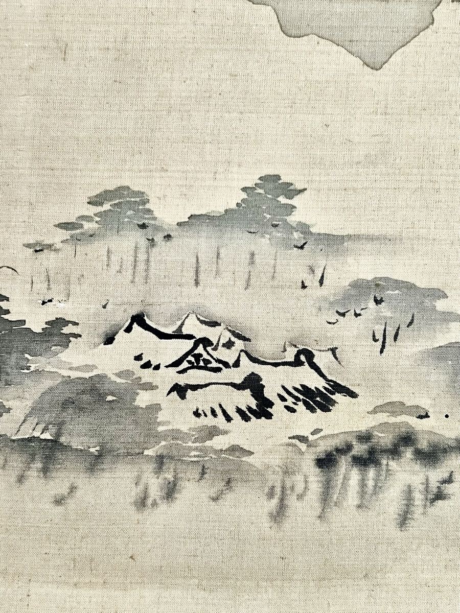 真作】【仙】狩野探幽「富士越龍図」絹本 肉筆 合箱 超大幅 風景画