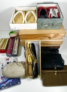 大島紬草履バッグ財布セット 草履バッグセット S/LLサイズ 沙織 