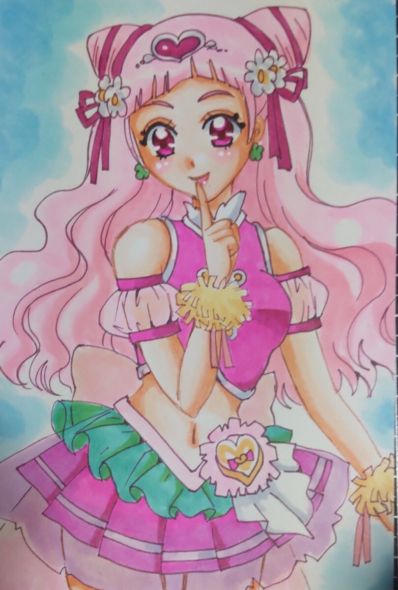 手描きイラスト プリキュア4枚セット☆ キュアミューズ、虹ヶ丘ましろ