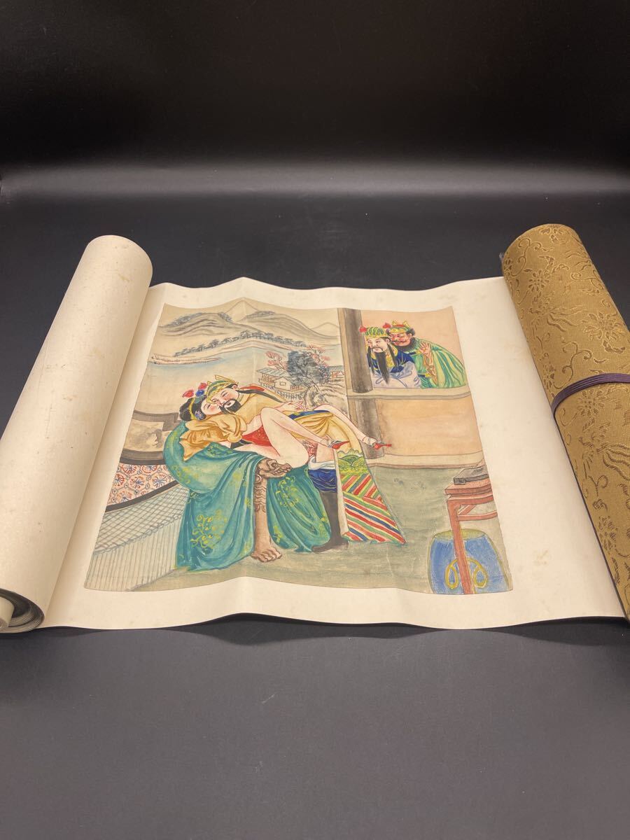 模写 春画 巻物 掛軸 清朝 中国美術 唐物 骨董品 時代物 時代箱 細かい