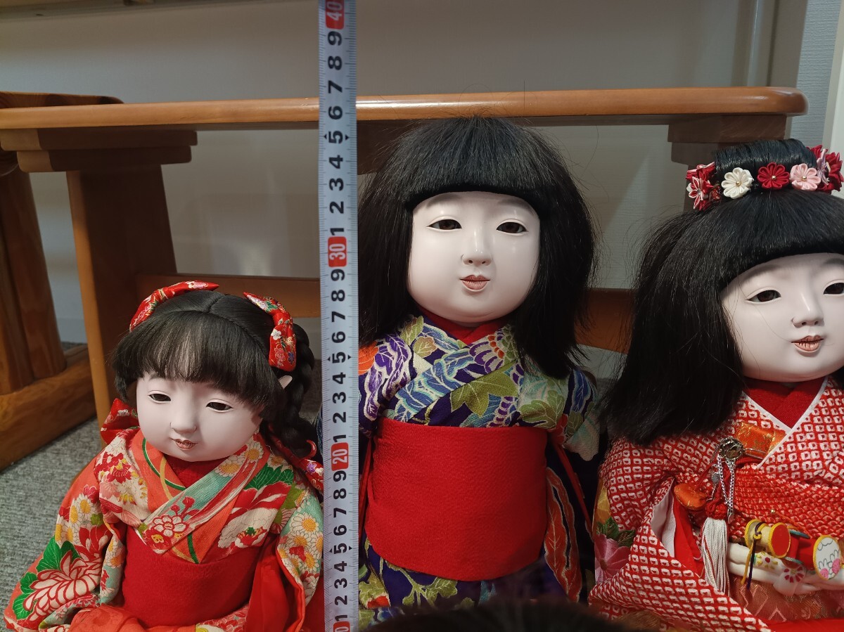 A/29 大型 市松人形 6体まとめて昭和期 工房作 後頭部墨書あり 現状品