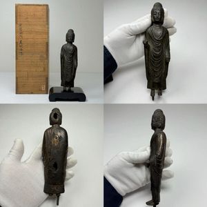 中国 明代 明時代 朝鮮 高麗 李朝 仏教美術 仏像 古美術 銅器 古銅 骨董 DLB-朝鮮古美術 新羅時代 古銅 仏像 釈迦像 李朝 銅製 鍍金 仏教美術