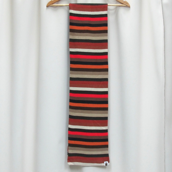 新品 ※ エイプ BAPE マフラー ボーダー ウール マルチカラー ※