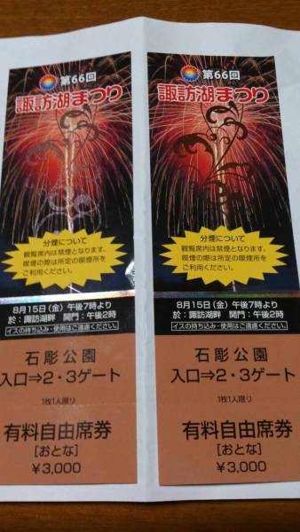 諏訪湖花火大会　チケット　石彫公園_1