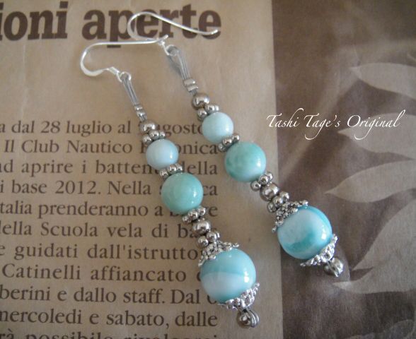 手作り！オリジナル★天然石ラリマーのピアス-1