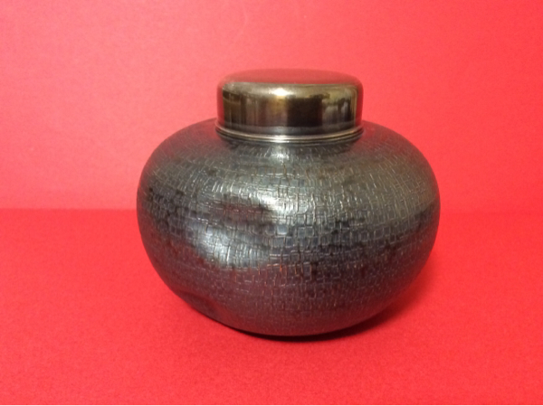 生駒製 純銀★茶壺 いぶし銀仕上げ 総重量:約212g 2カ所凹み有