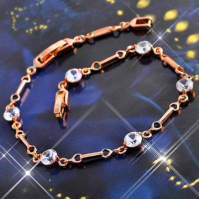 14金ピンクゴールドフィルド・czダイヤモンドブレスレットHE