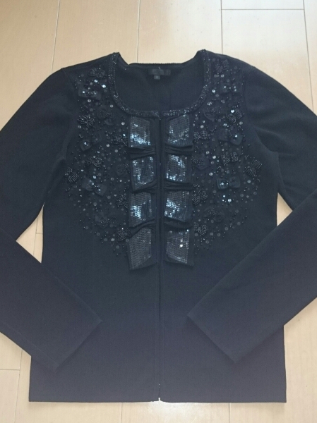 TO BE CHIC 華やぎビジュー ×リボン カーディガン 美品 サイズ2