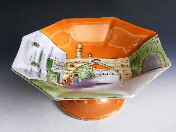 ミナレットを望む城塞絵 コンポート皿 ◆ オールドノリタケ 