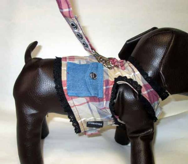 即決　小型犬用★レースのハーネス　リードつき 紫　・XS _1