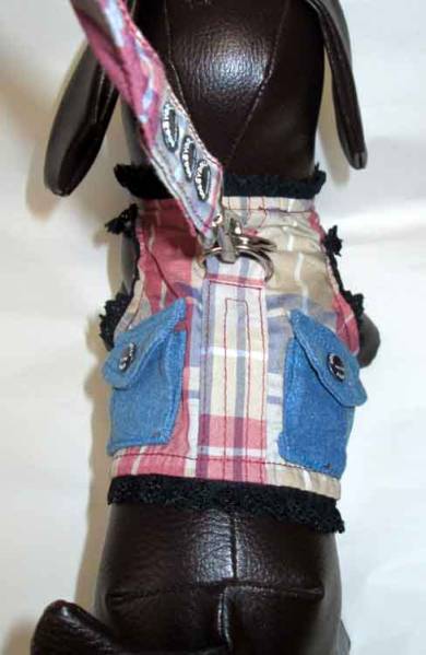 即決　小型犬用★レースのハーネス　リードつき 紫　・XS _2