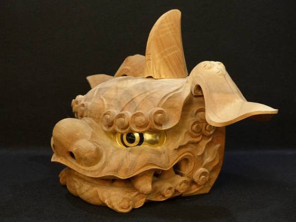 ☆セレブ☆超名品！井波彫刻・西村一雪作・獅子頭 共箱 保証(東洋彫刻