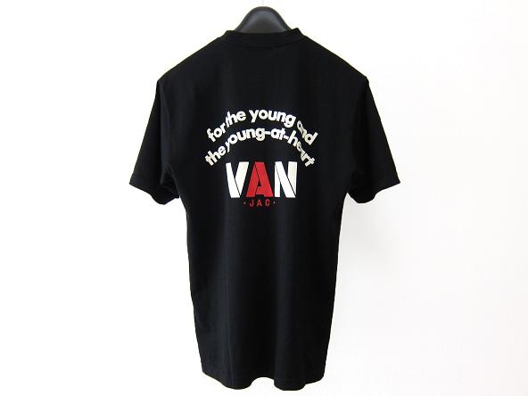美品■VAN JAC ヴァンジャケット バックロゴ 半袖 Ｔシャツ 黒 M