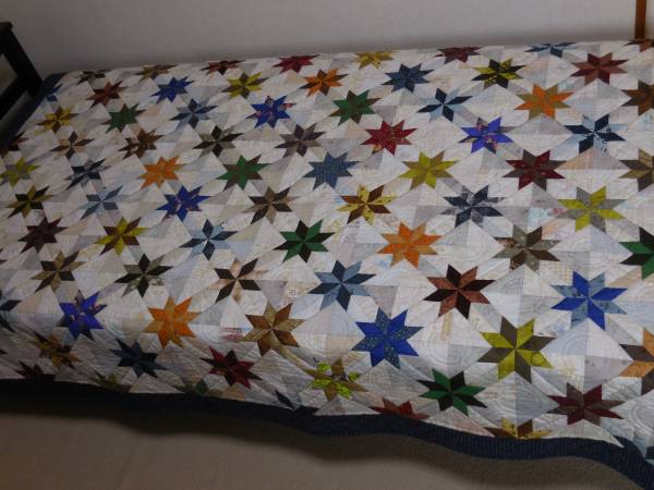 ＜パッチワークキルト・ベッドカバー・ハンドメイド＞