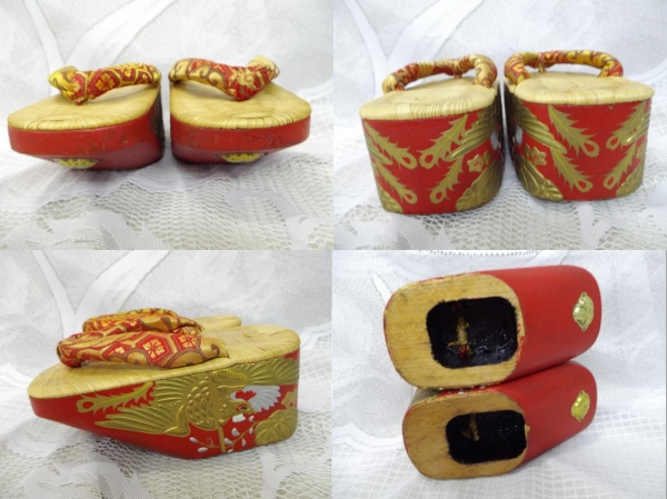 ★アンティーク◎ぽっくり　下駄/草履 子供用　鶴 18cm