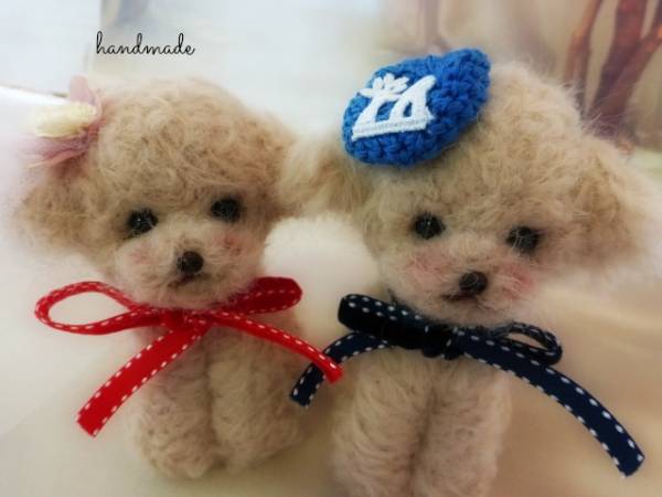 羊毛フェルト　ベージュ　ペアセット　ハンドメイド_1