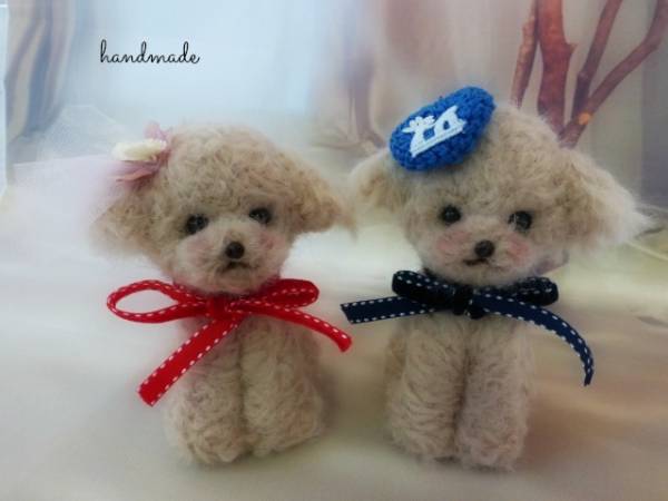 羊毛フェルト　ベージュ　ペアセット　ハンドメイド_2