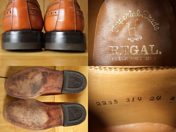 程度上 リーガルインペリアル総本革ウィングチップシューズ茶24