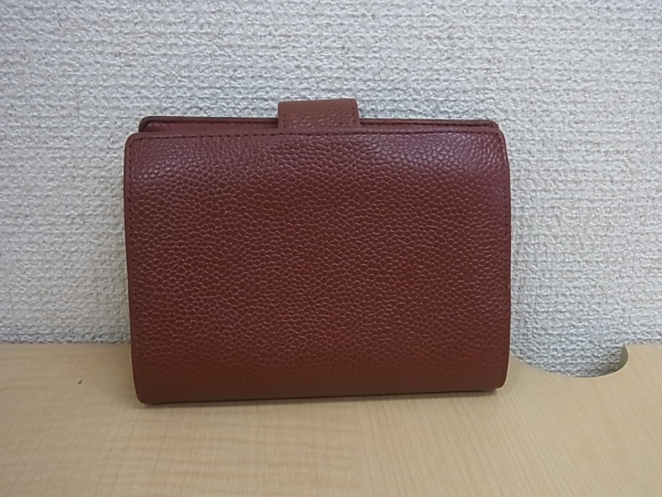 730□CHANEL シャネル□二つ折り がま口 財布 キャビアスキン 茶 730□CHANEL シャネル□二つ折り がま口 財布 キャビアスキン 茶