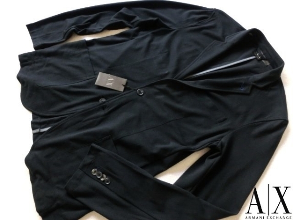 新品★アルマーニ★セクシーなニットジャケット 紺 L★100ARMANI