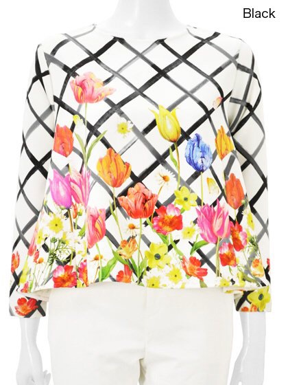 送料無料◇新品Chestyフラワーフレアトップス0◇ブラック