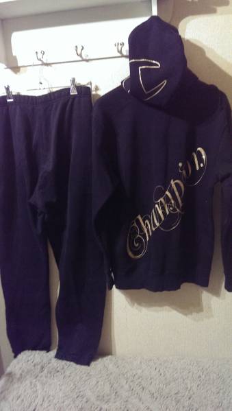 チャンピオン スウェットパーカー上下セット 黒×金 L