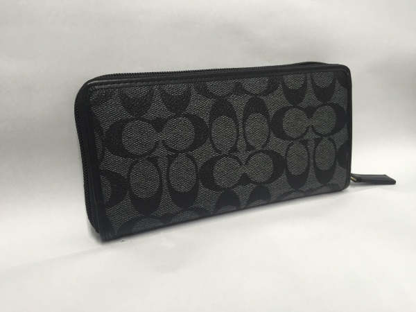 1円☆大人気コーチCOACH ラウンドファスナー長財布 74737 SV/BK(男性用