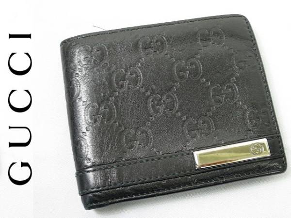 E4675■FY■1円～■本物グッチ■シマ■2つ折り財布■見て!■良好