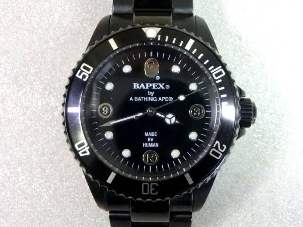 ☆BAPEX A BATHING APE サルマリーナ 腕時計 ブラック☆中古