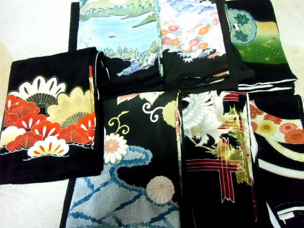 ■黒猫■★中古品　　正絹　　★黒留袖　　七点組★★■