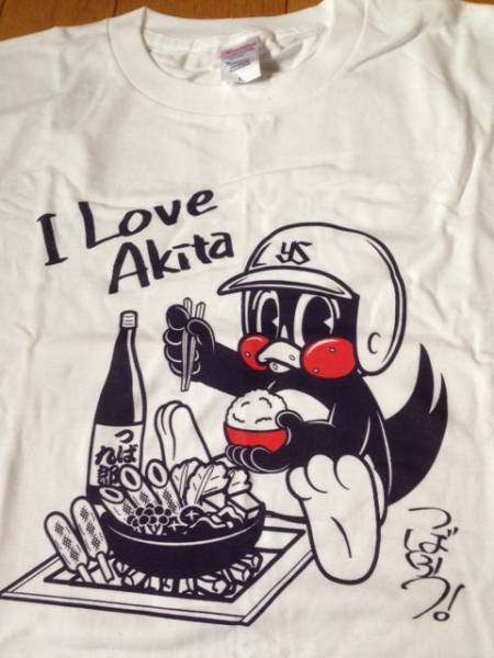安価 美品 ヤクルトスワローズ Tシャツ 秋田記念 つば九郎 白 (T 