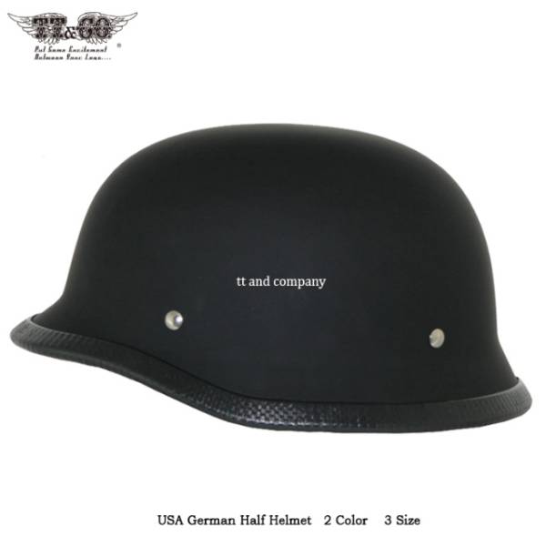 TT&CO ジャーマン ハーフヘルメット XL/XXL ナチヘル 艶消し黒(XL