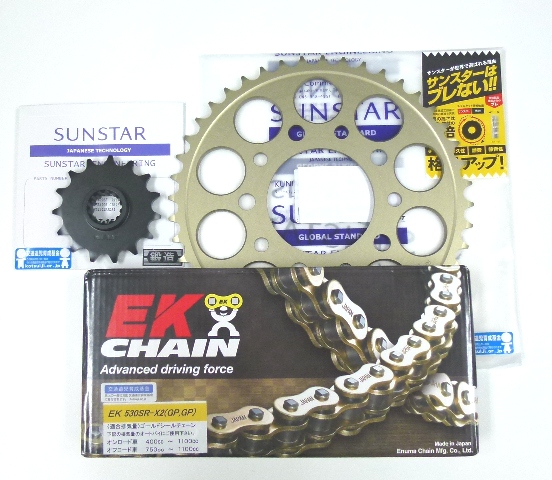格安ZZR1100D サンスター前後スプロケット＆EKゴールドチェーン