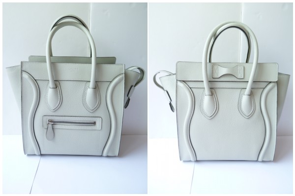 美品 CELINE セリーヌ ラゲージ マイクロ Lune 白系 大草 三尋木