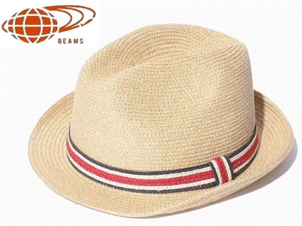 新品ビームス▼麦わら帽子パナマハット ストローハット ベージュ