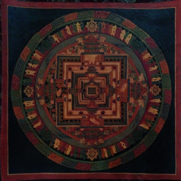 卍チベット密教の究極 ◆肉筆カーラチャクラ曼荼羅◆油絵1　仏画