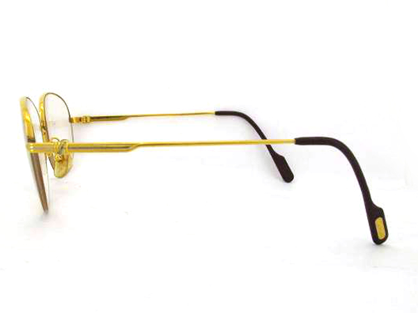 1円 □美品□ Cartier カルティエ トリニティ 度入り メガネ 眼鏡 1円 カルティエ トリニティ 度入り メガネ ボルドー×金色 BQ521