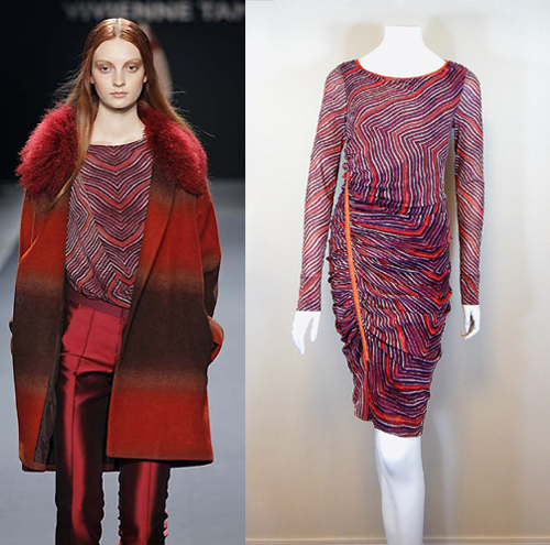 ヴィヴィアンタム◆2012FW Ｖストライプ柄ドレープネットドレスS