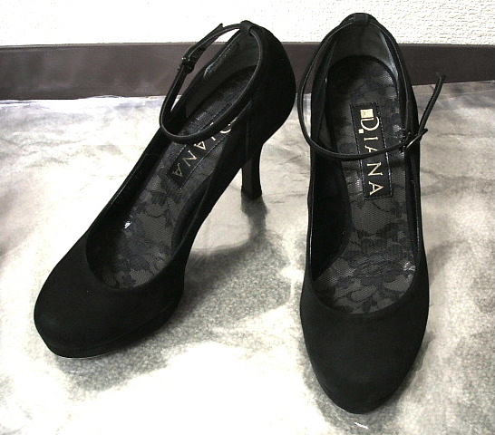 22cm*DIANA牛革 インソールレース スエード ストラップ パンプス