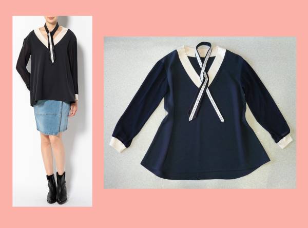 io イオアッシュペーフランス★今期MILLIONEブラウス★ネイビー