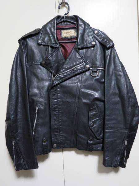 国産Vintage SEIKO 本革 ダブル ライダースJK M位 ブラック