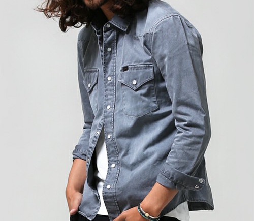 ☆美品☆nano universe Lee別注 Western studsスタッズシャツ